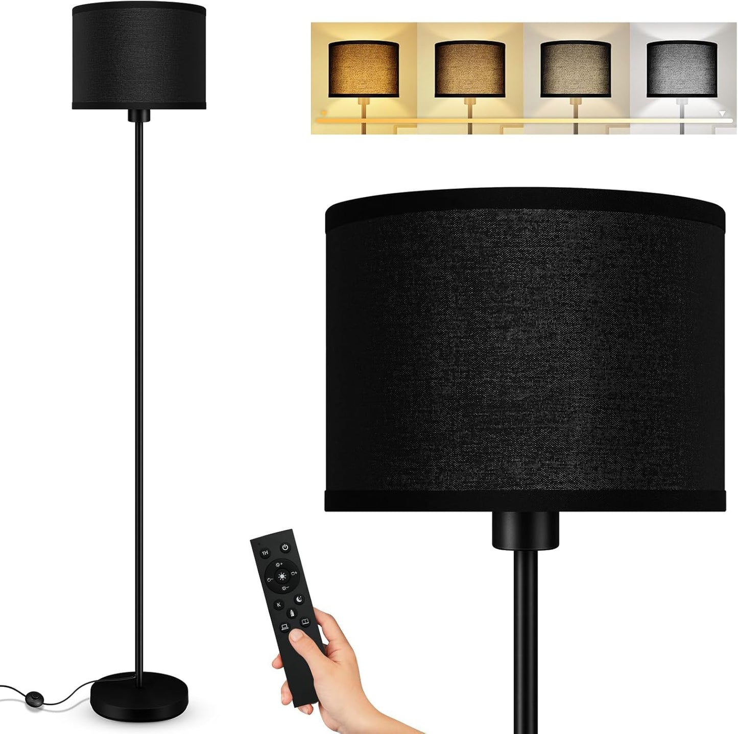 Stepless Dimmable Floor Lamp with Remote for Modern Living Rooms