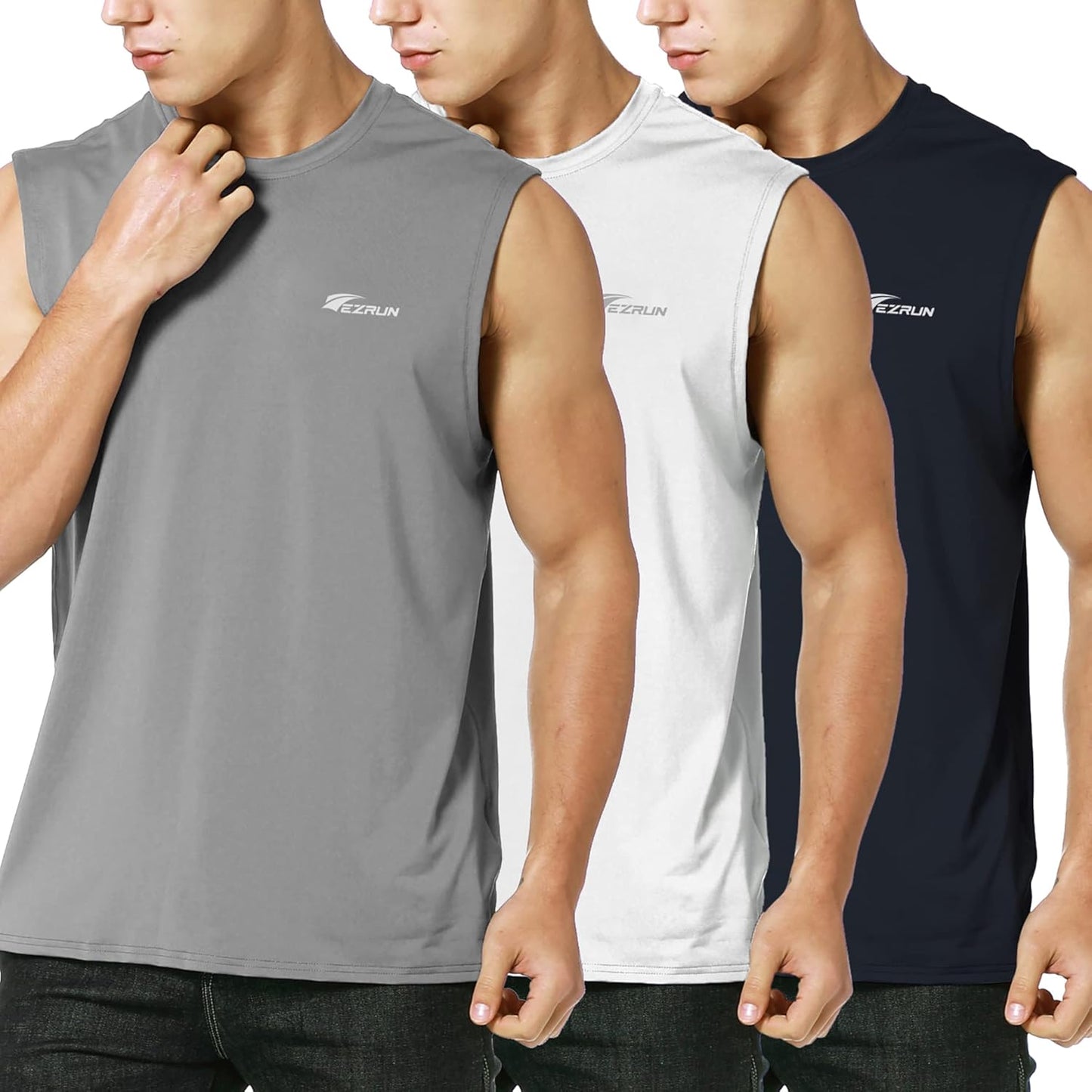 EZRUN Men's Sleeveless Shirt for Quick Dry Workout and Gym Use