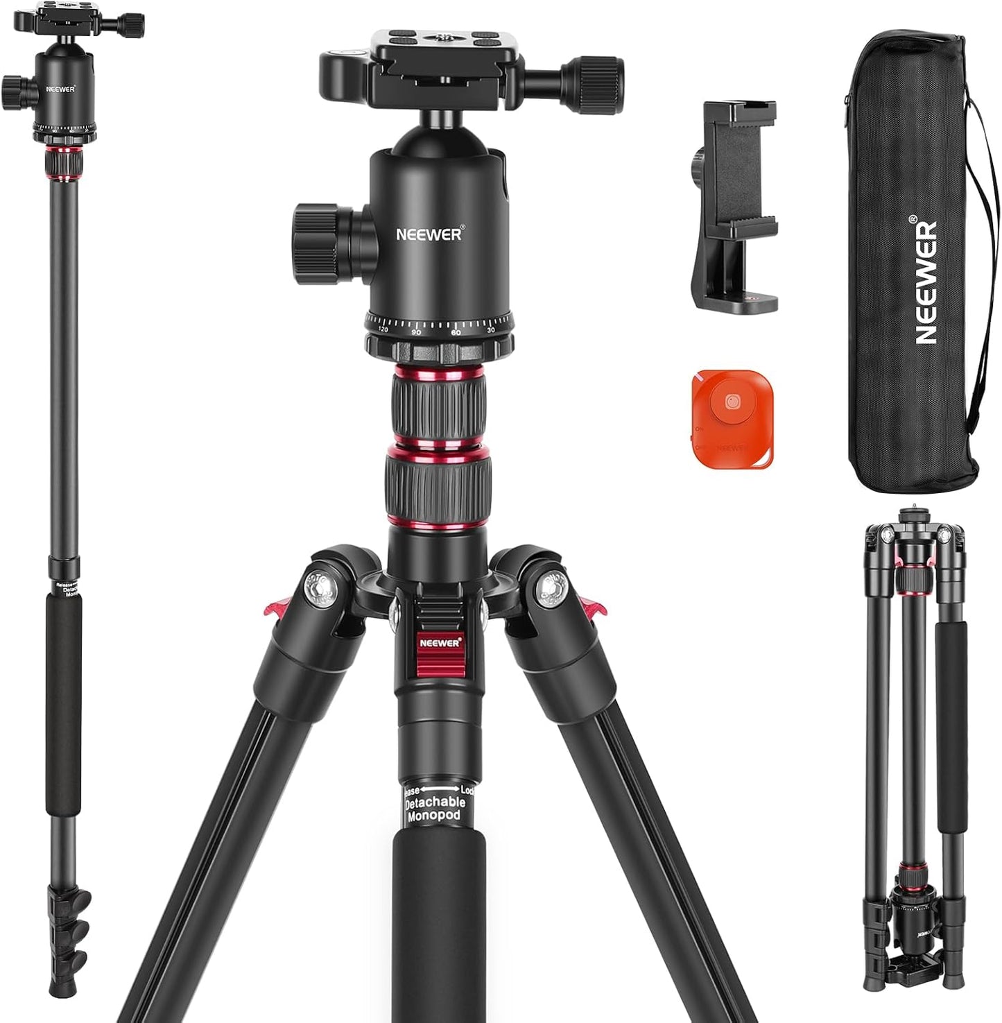 NEEWER 77 Camera Tripod Monopod with Phone Holder and Remote
