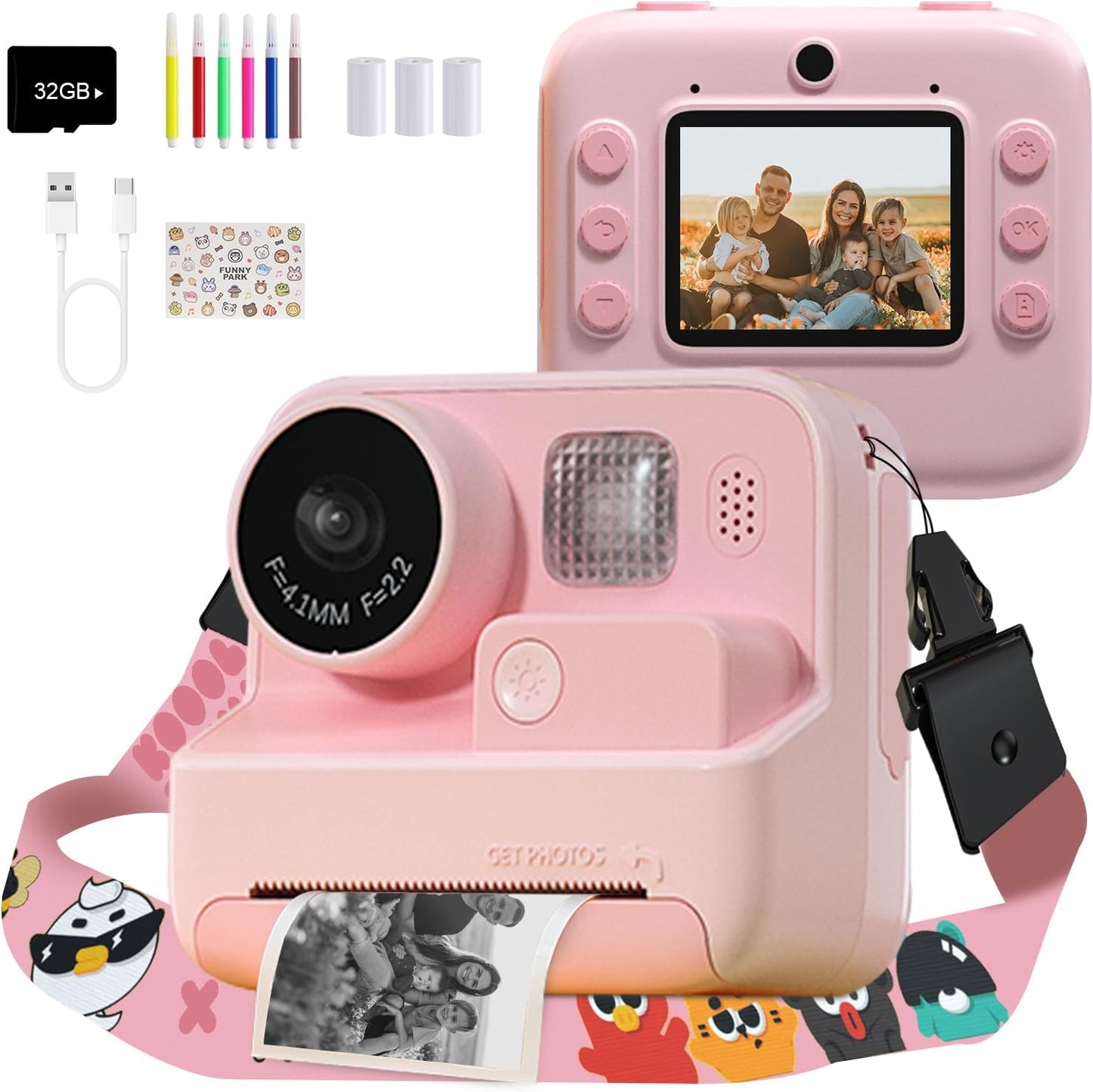 Instant Print Kids Camera 48MP Selfie Video - Perfect Gift!