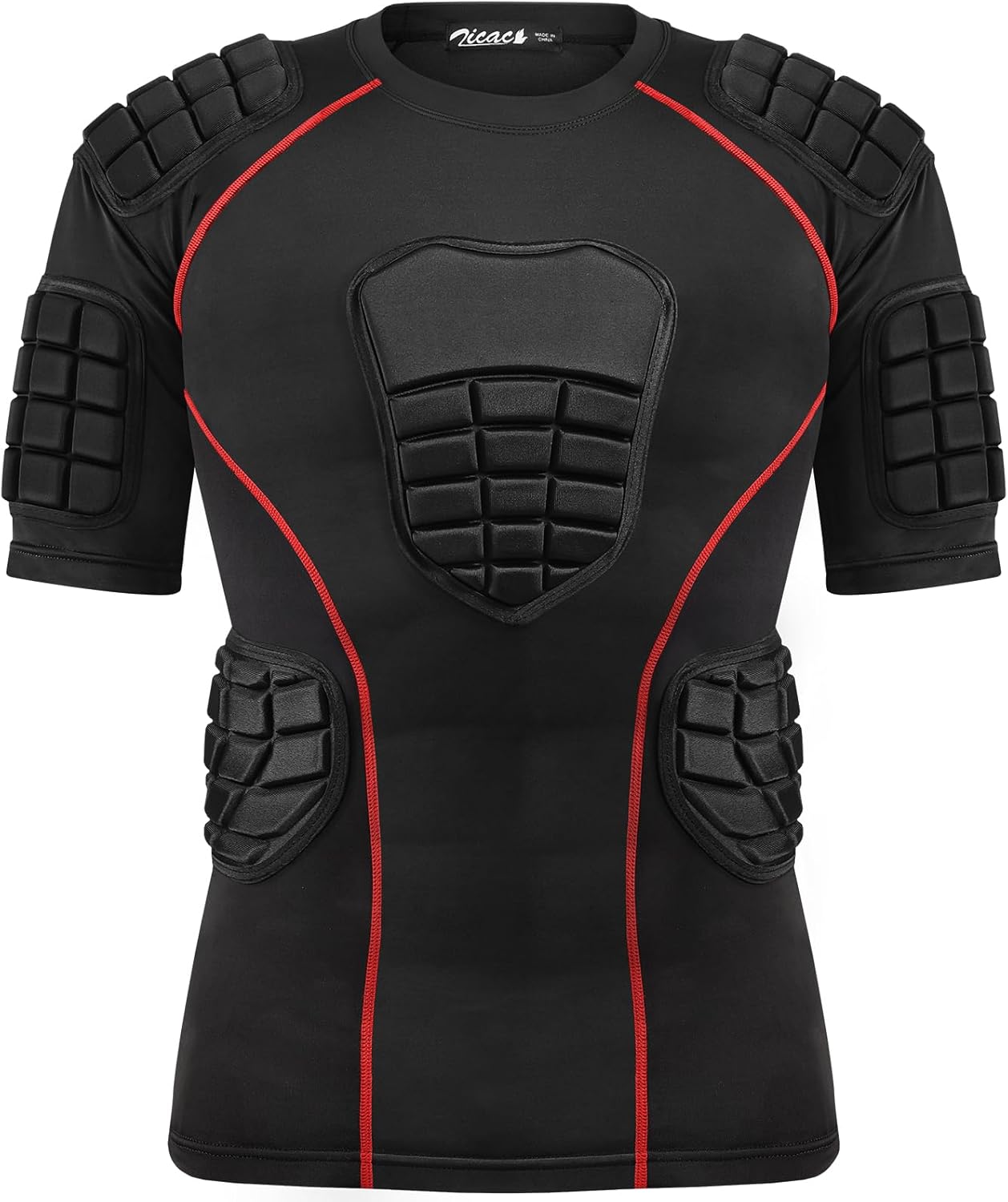 Zicac Padded Compression Shirt for Football and Rugby Players
