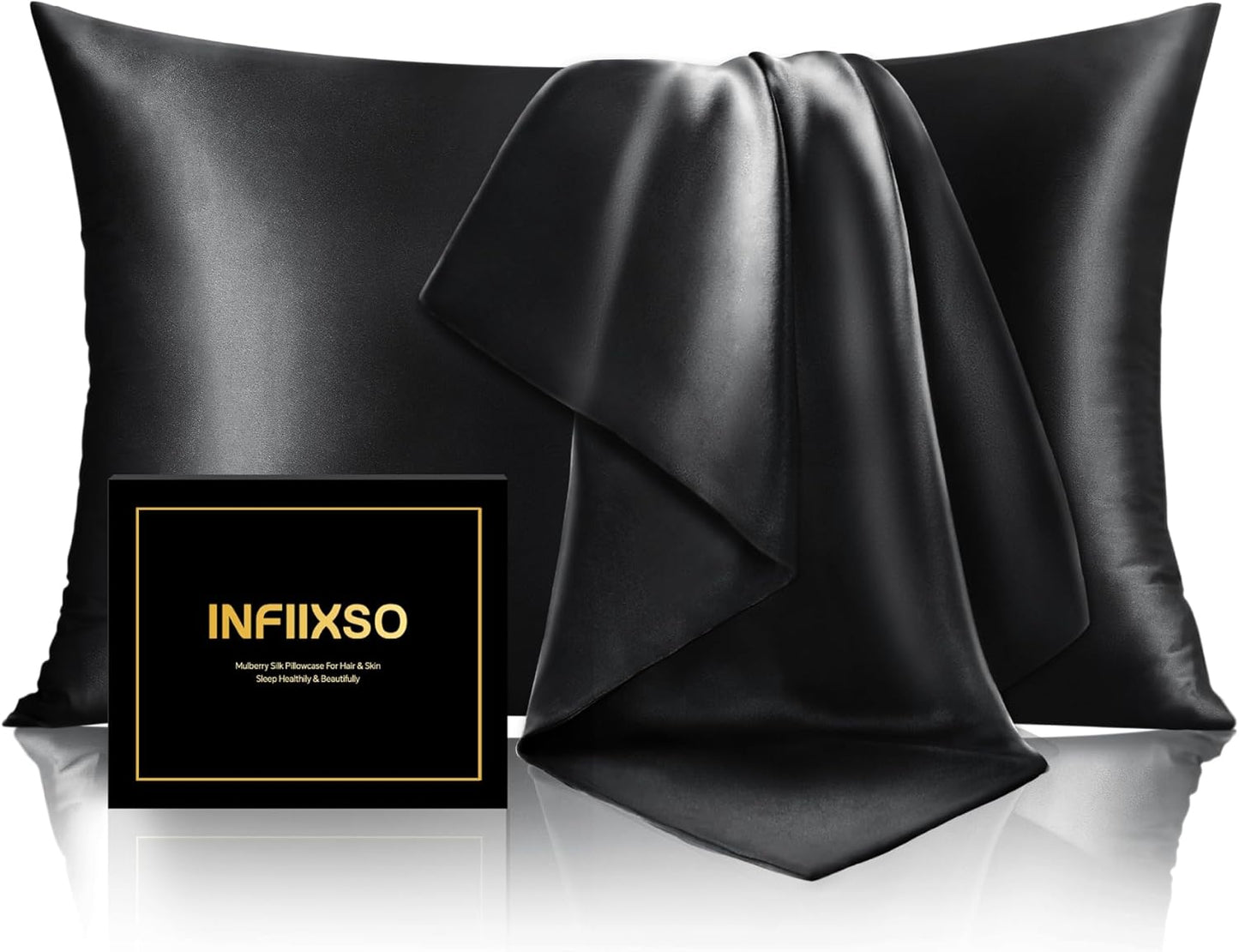 INFIIXSO Mulberry Silk Pillow Cases King Size Set of 2 for Comfort