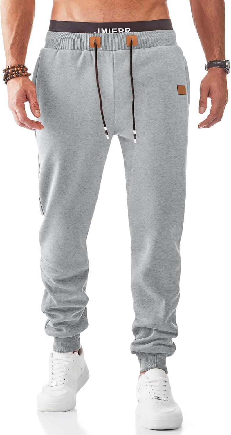 JMIERR Men's Fleece Sweatpants with Zipper Pockets for Comfort