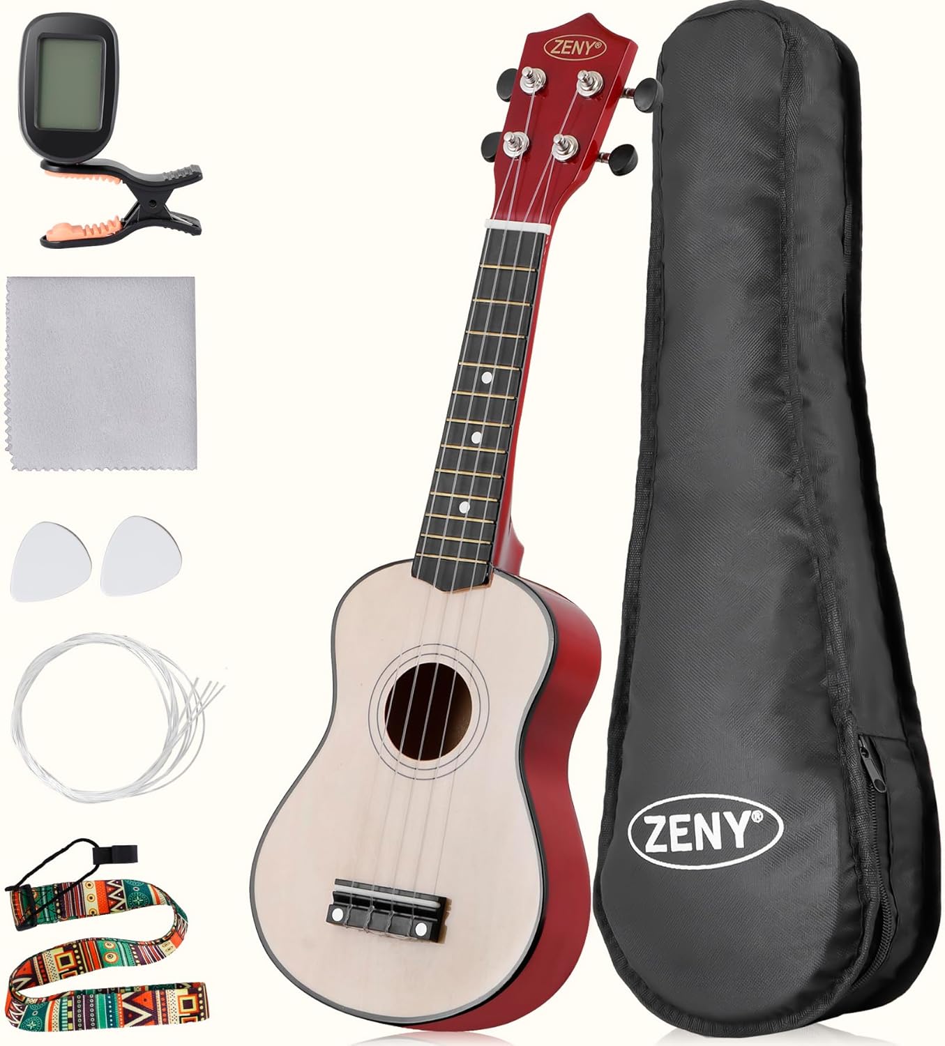ZENY Soprano Ukulele for Beginners 21 Inch Starter Kit