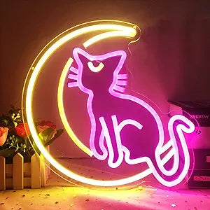 Sailor Moon Luna Neon Sign - Dimmable Magic Cat Moon Light