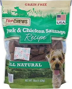 Top Chews Pork & Chicken Sausage Dog Treats for Happy Pets