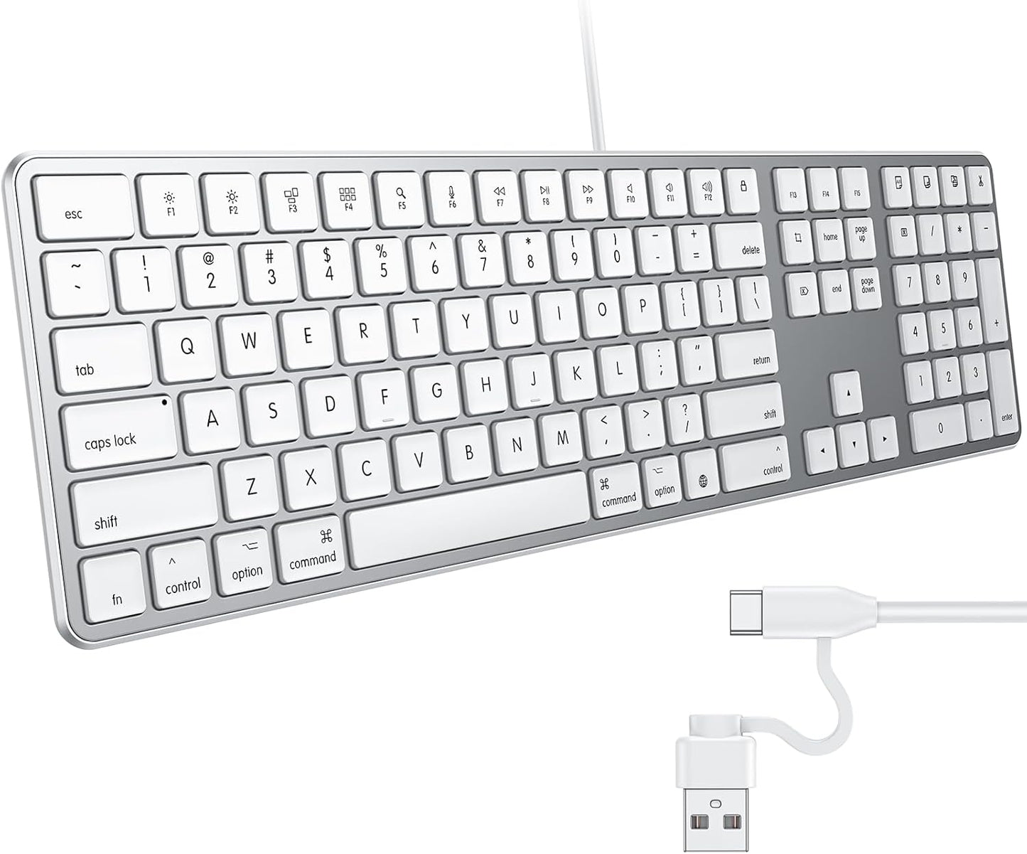 OMOTON Dual Interface Wired Keyboard for Mac - Full-Size & Versatile
