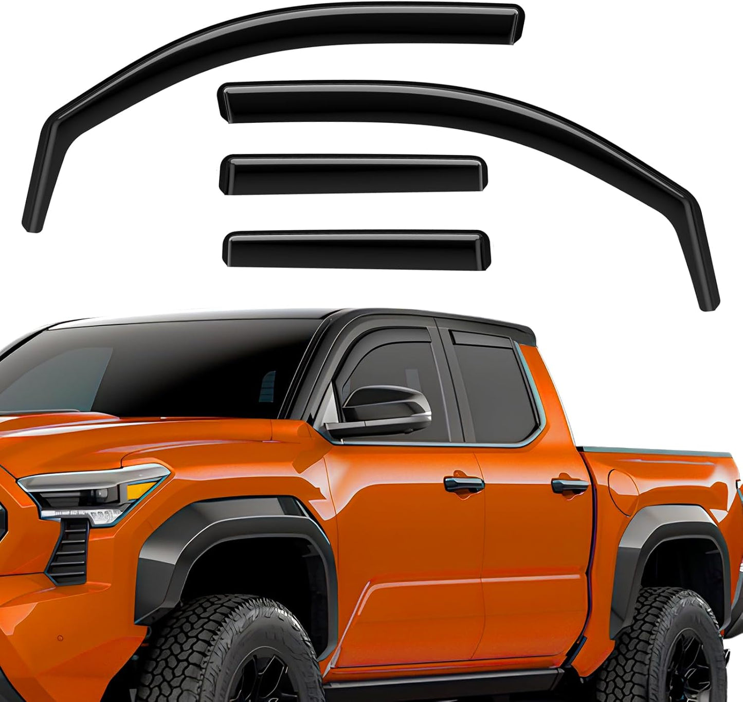 In-Channel Rain Guards for Toyota Tacoma 2024-2025, Durable Deflectors