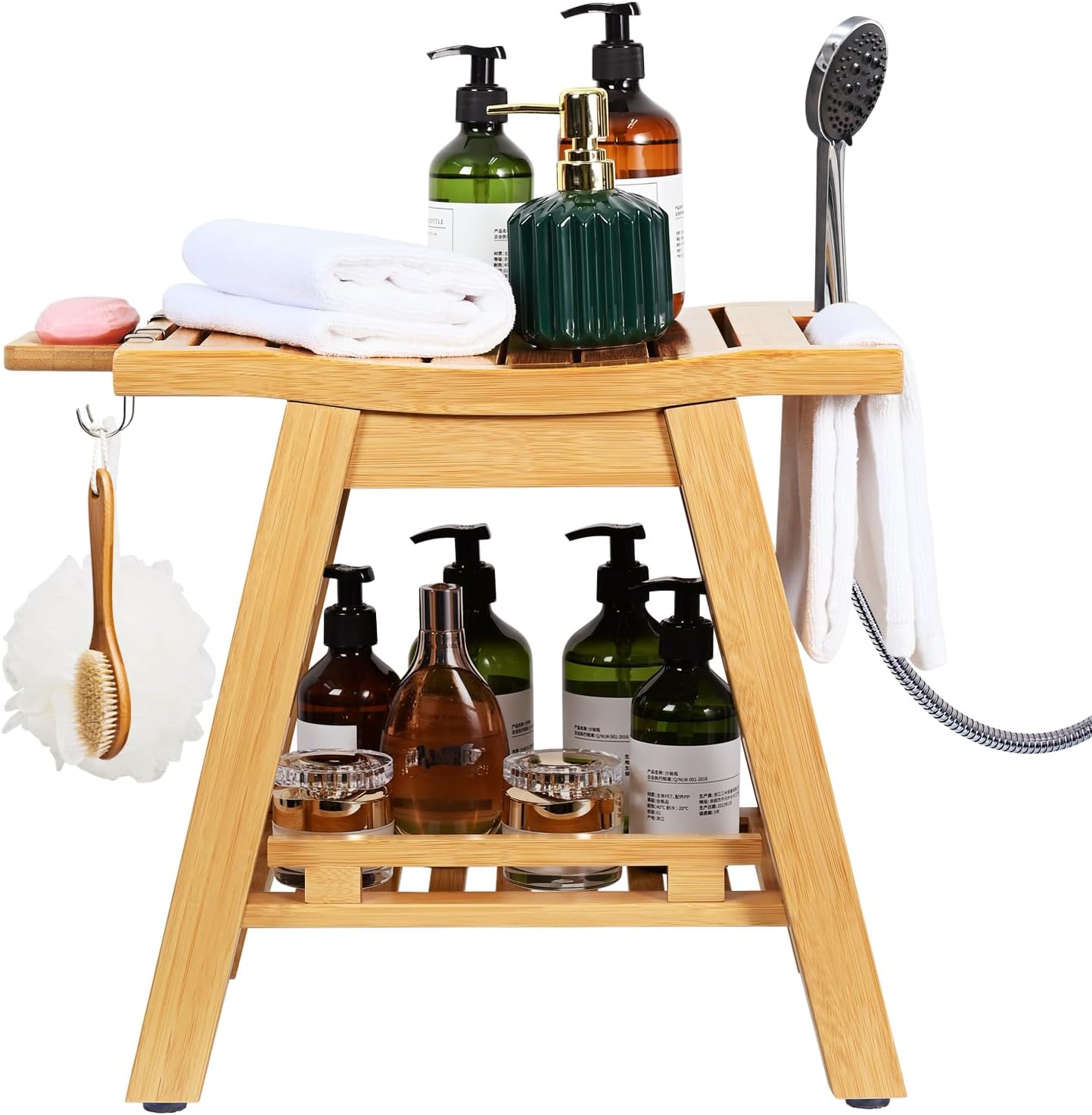 Ollieroo Bamboo Shower Chair: Safe & Stylish Storage Solution