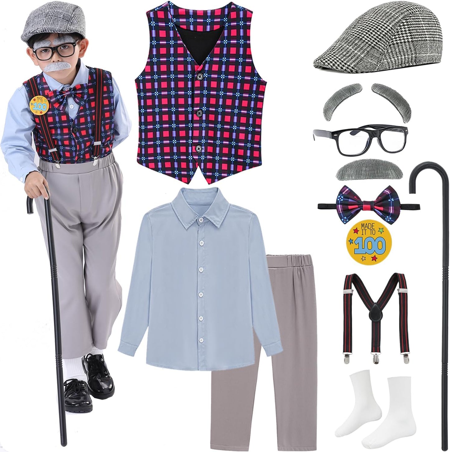 Old Man Costume for Kids - 100th Day of School Dress Up