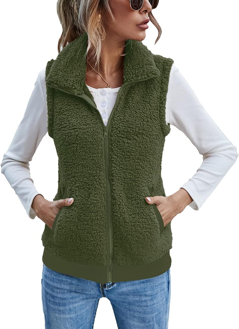 LOMON Womens Fuzzy Fleece Vest for Casual Warmth and Style
