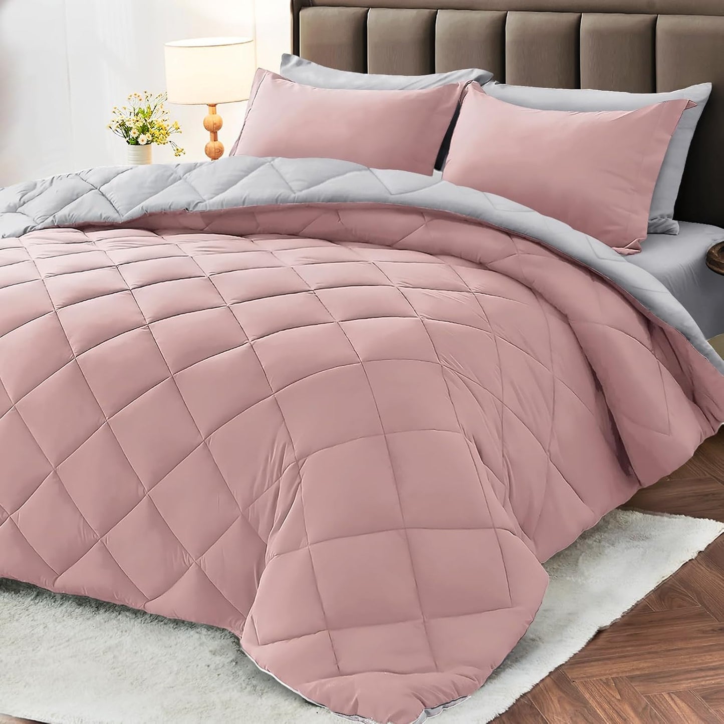 MUXHOMO 7 Pieces California King Comforter Set for Ultimate Comfort