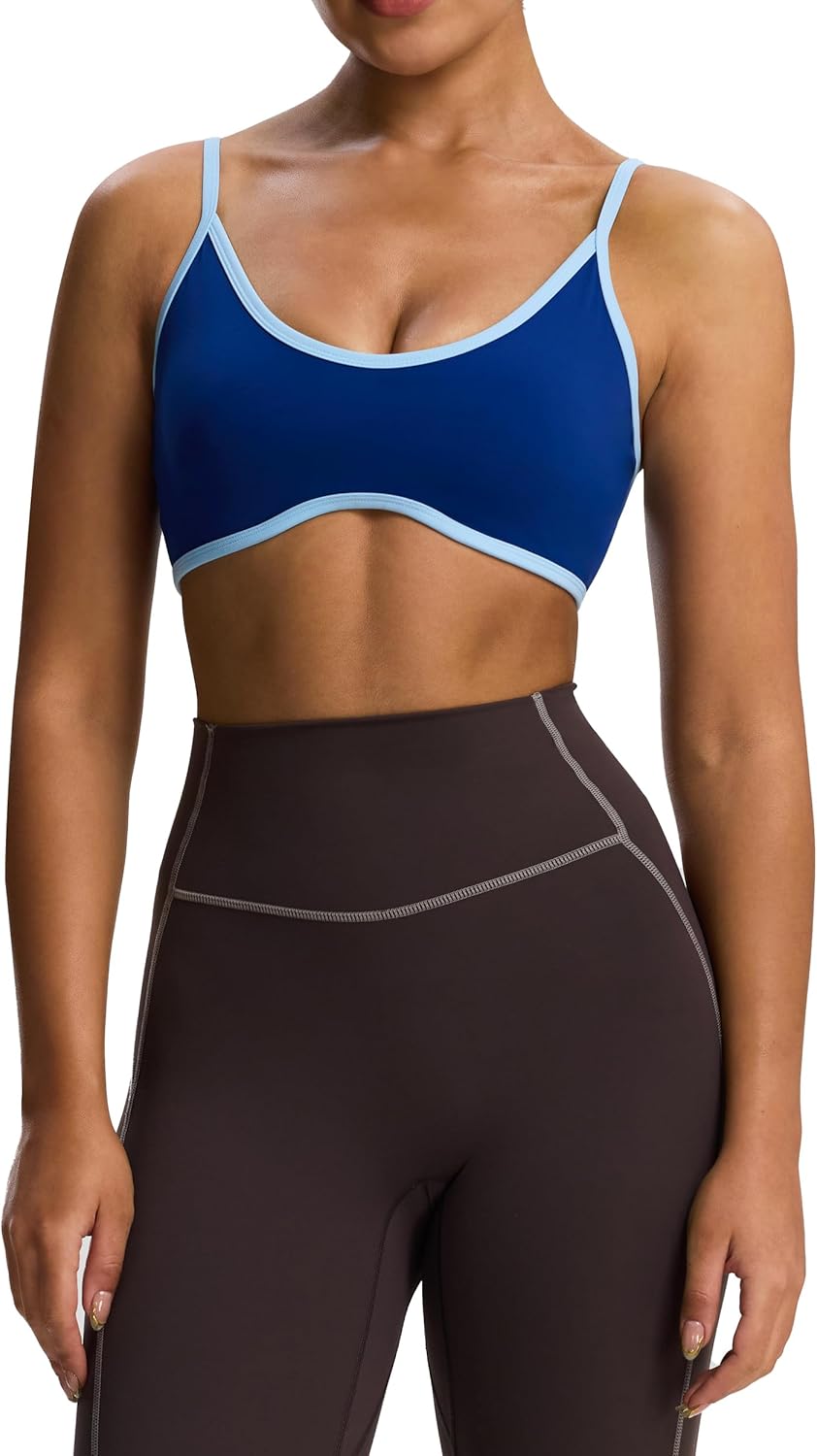 Aoxjox Women's Color Block Workout Sports Bra for Fitness