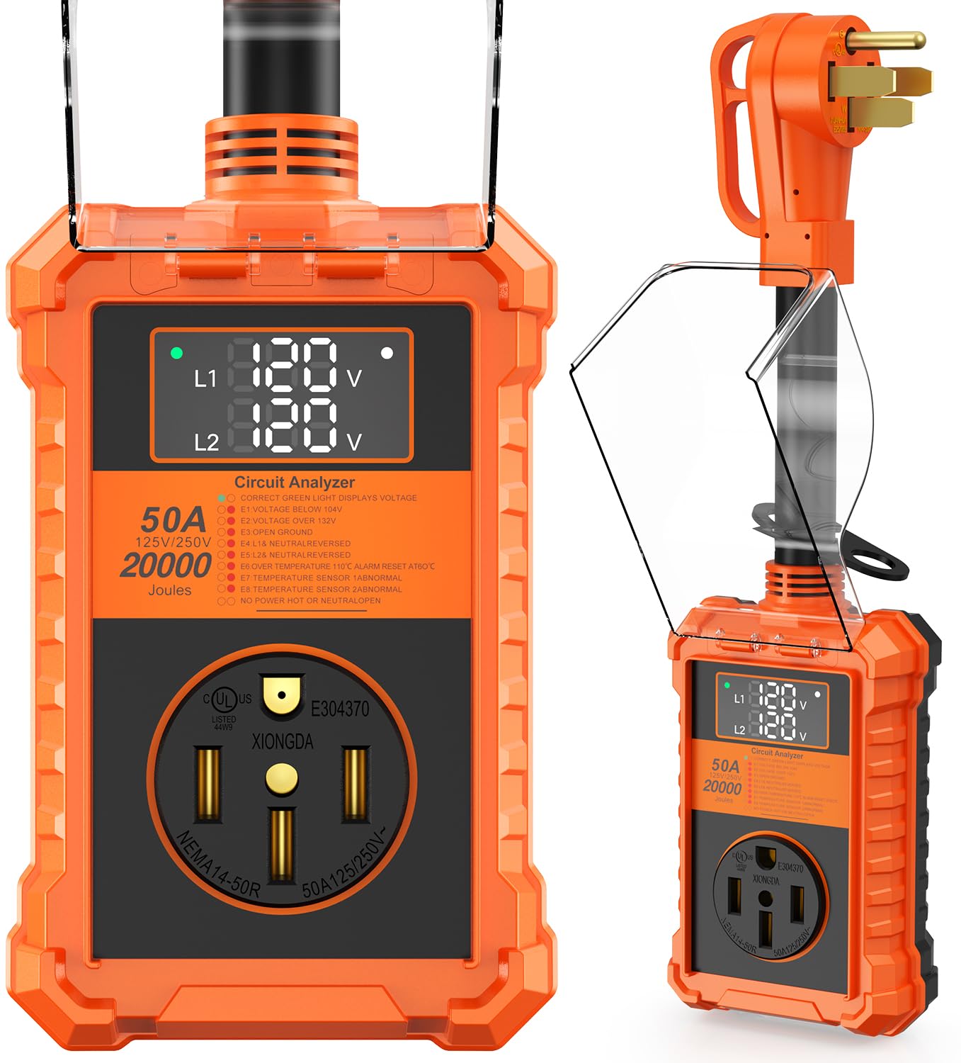 RV Surge Protector 50 Amp with LED Display for Full Protection