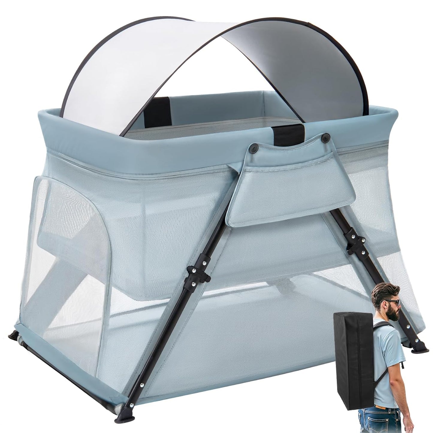 2-in-1 Portable Travel Crib for Babies & Toddlers - Lightweight