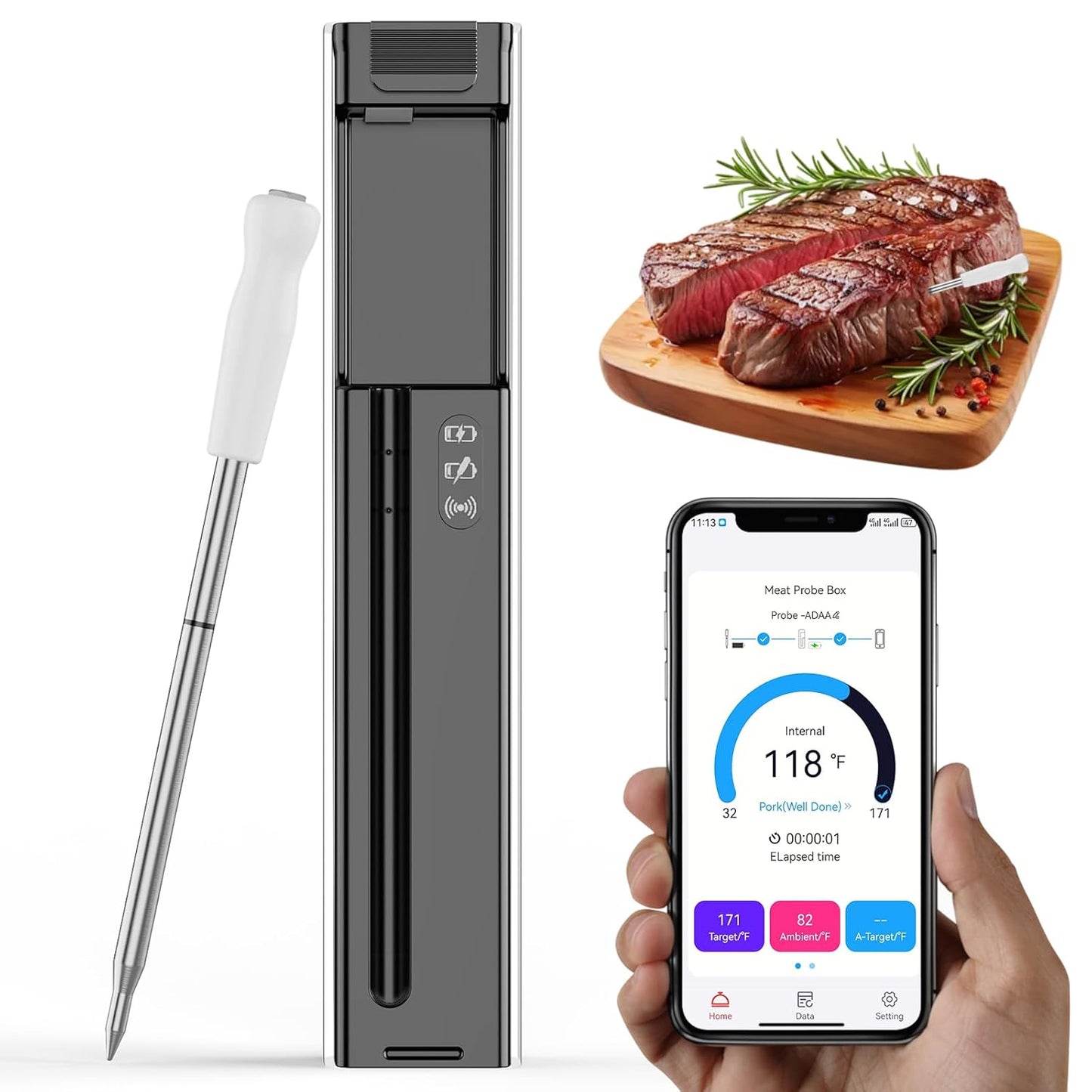 Wireless Smart Meat Thermometer - Perfect for BBQ