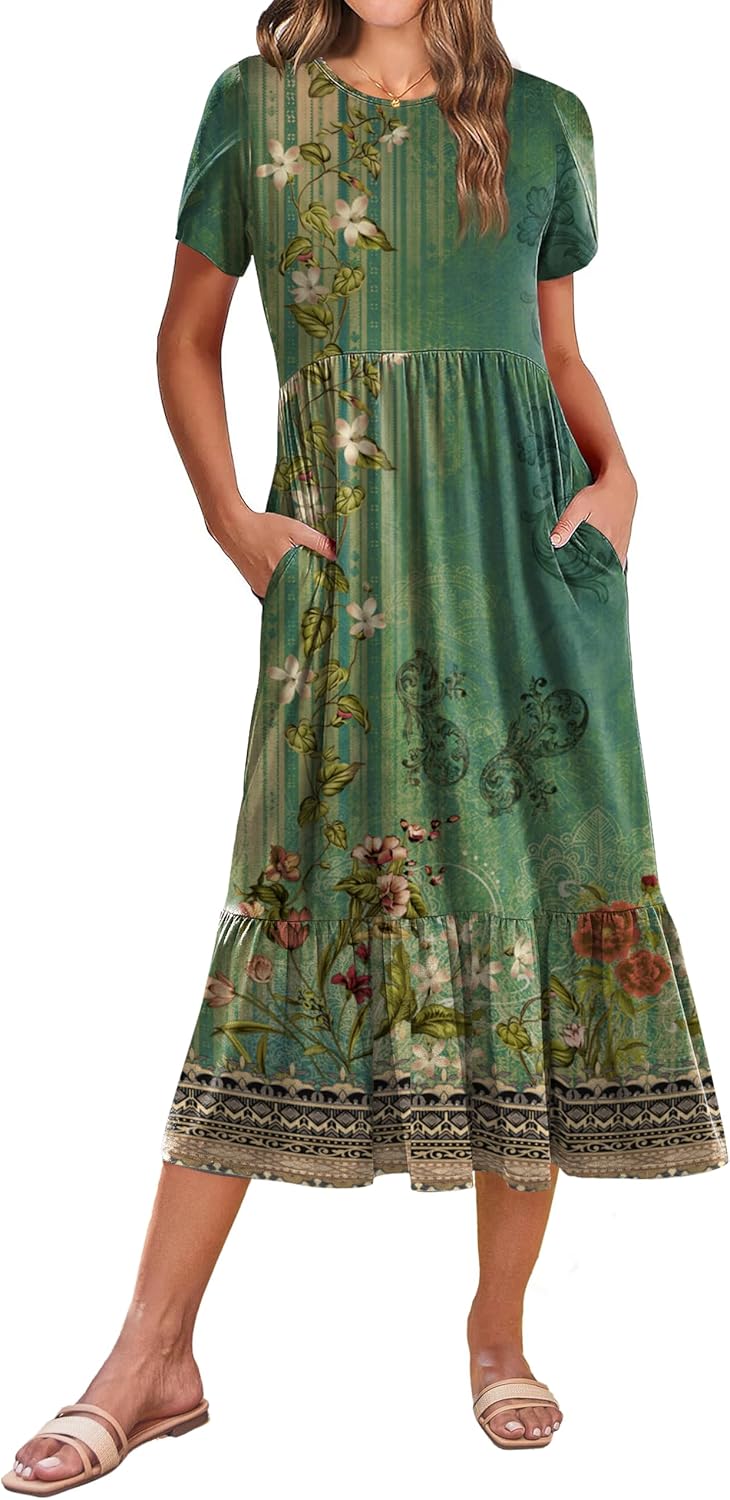 Zeagoo Women Summer Midi A Line Dress with Pockets for 2025