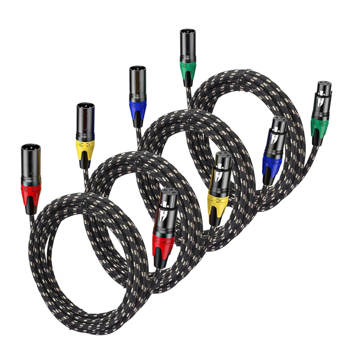 Premium 25ft XLR Cable 4 Packs for Microphone and Audio Use