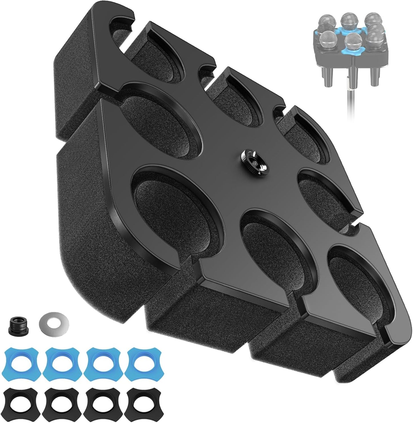 Multi Microphone Holder for Dynamic, Wired, and Wireless Mics