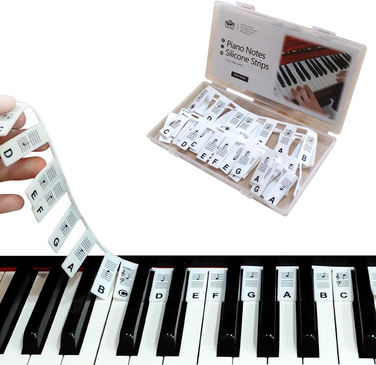 88-Key Silicone Piano Note Labels - Learn Easily!