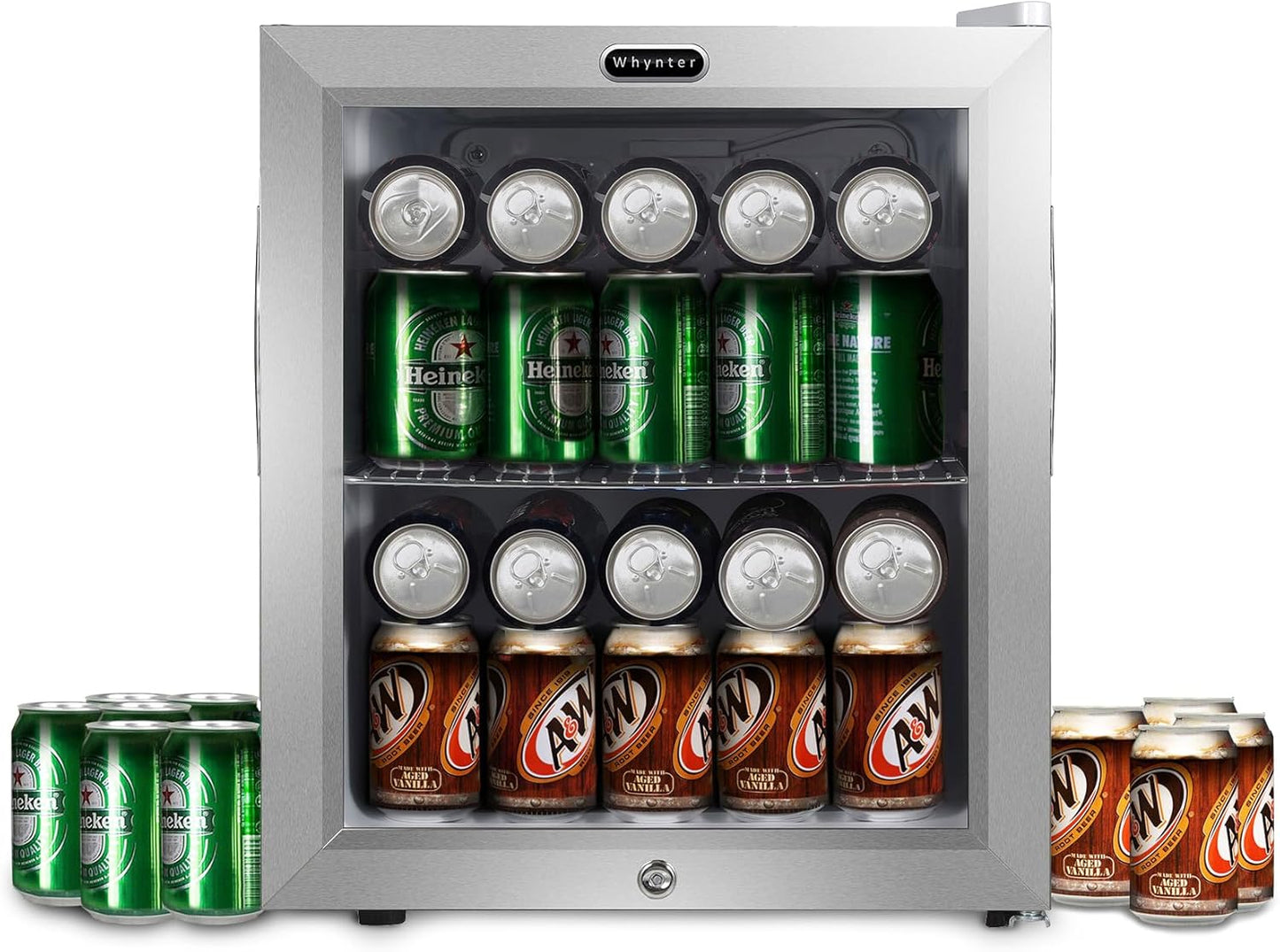 Whynter 68-Can Beverage Refrigerator with Glass Door for Home