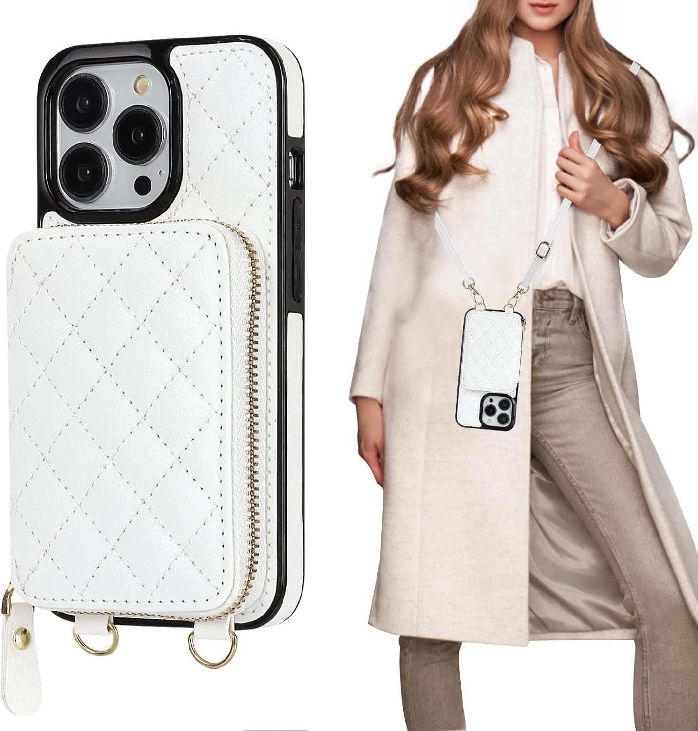 Bocasal Crossbody Wallet Case for iPhone 13 Pro with RFID Blocking