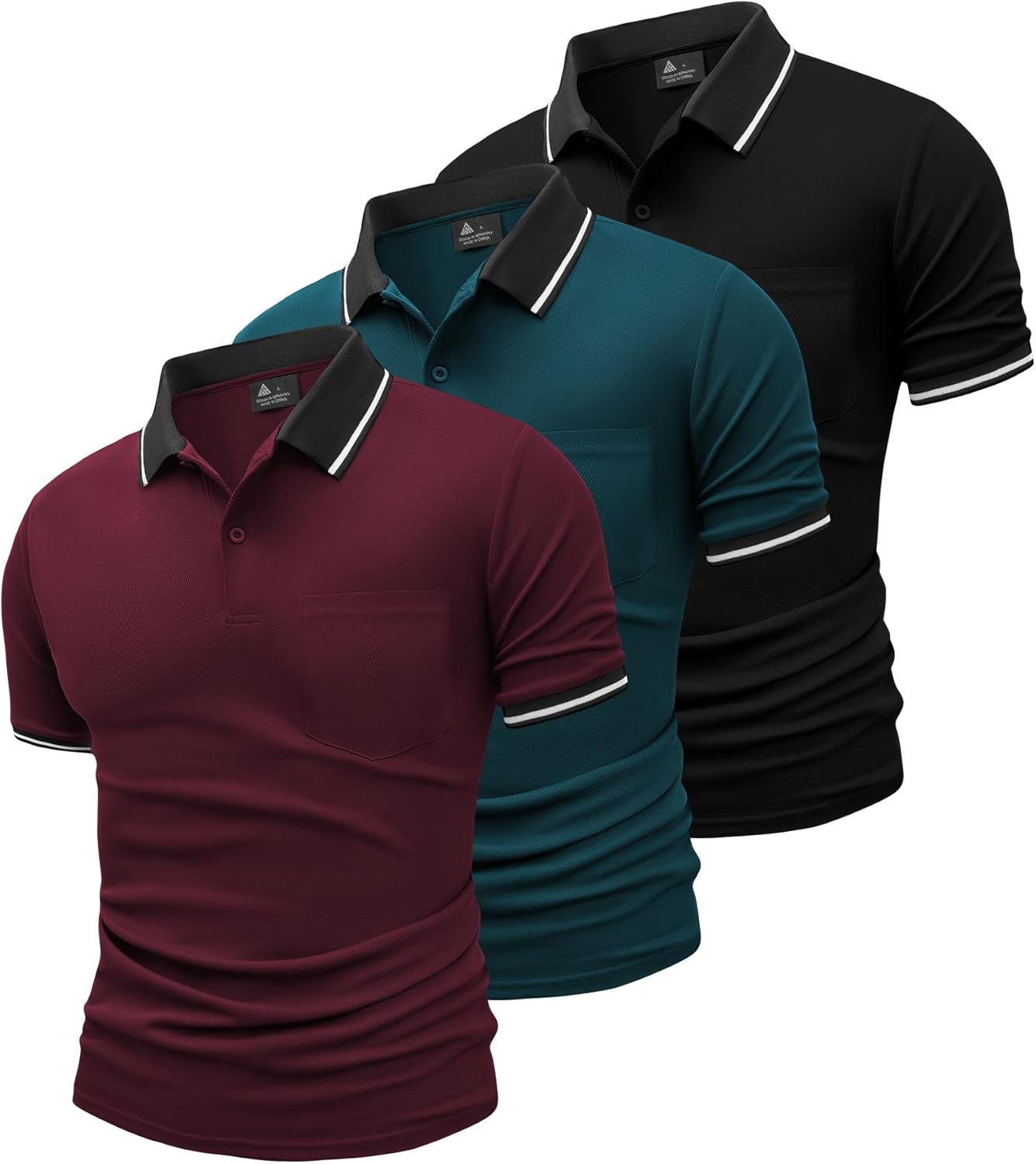 GEEK LIGHTING 3 Pack Mens Polo Shirts for Casual and Sports