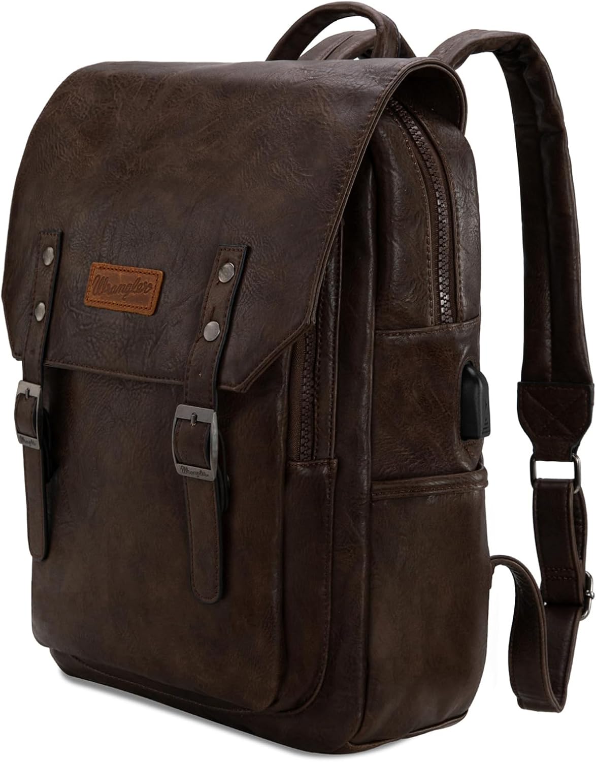 Wrangler Leather Backpack Purse for Men and Women - Stylish & Durable