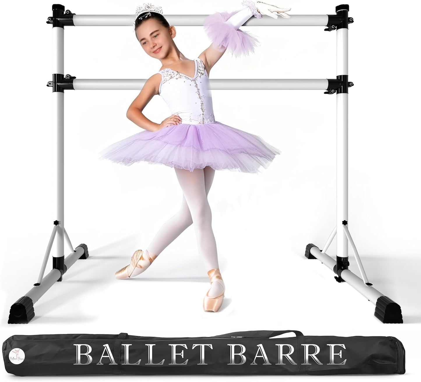 4 Ft Adjustable Portable Steel Ballet Barre with Carry Bag and Guide