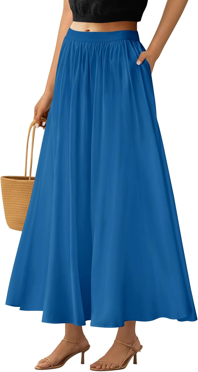 PRETTYGARDEN Women's Maxi Skirts for Summer with Pockets