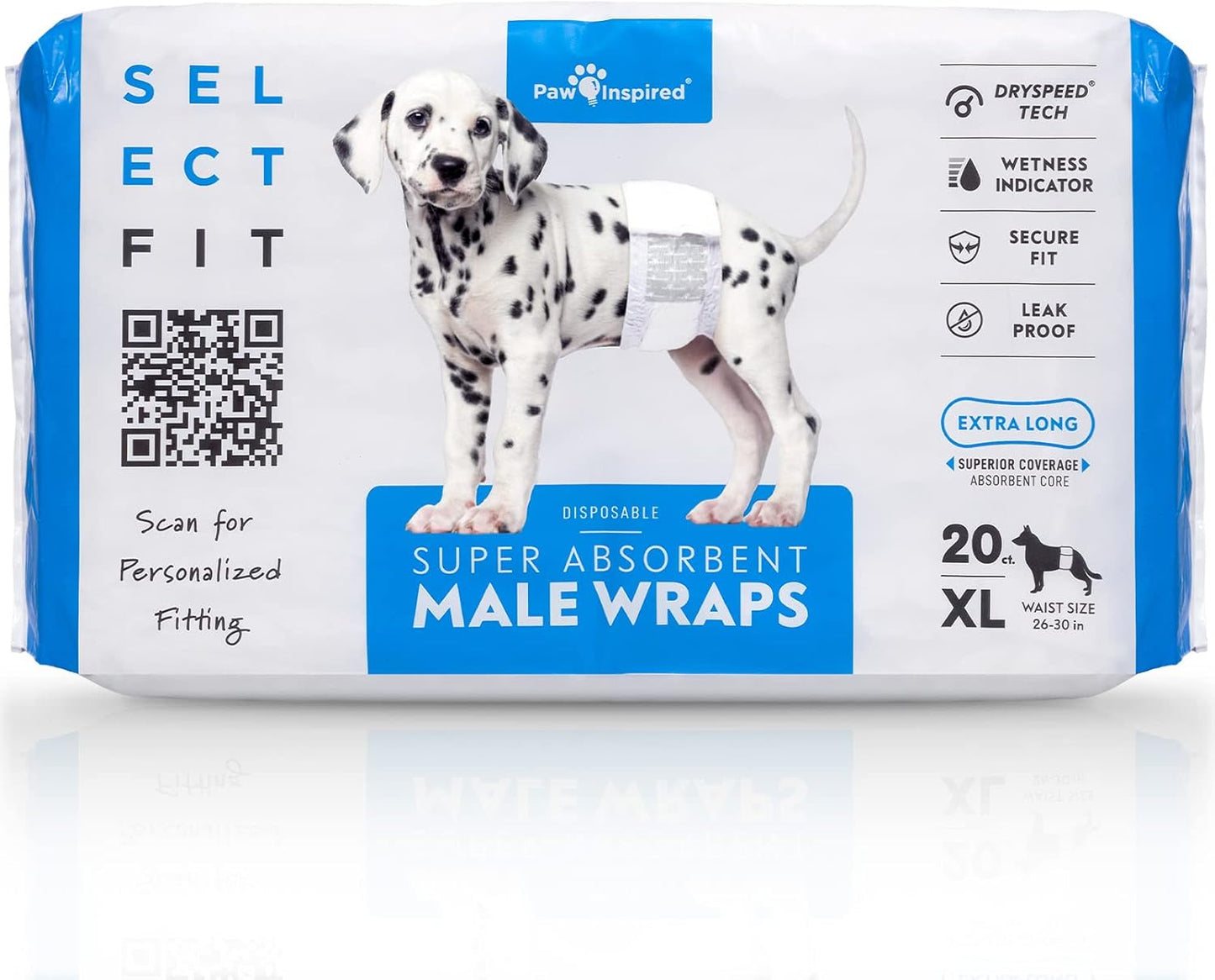 Paw Inspired Select Fit Male Dog Diapers | Wetness Indicator | X-Large 20ct