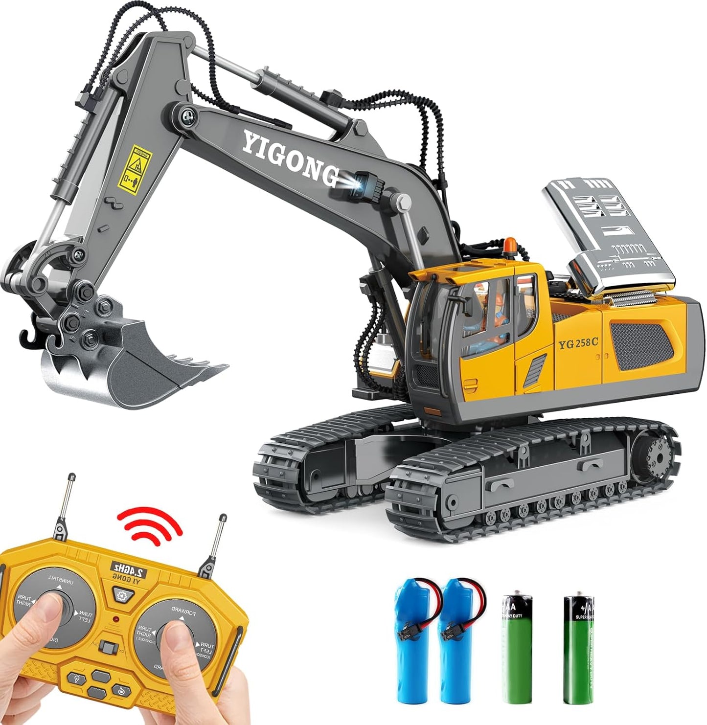 Dwi Dowellin Remote Control Excavator Toys for Kids Age 4-10