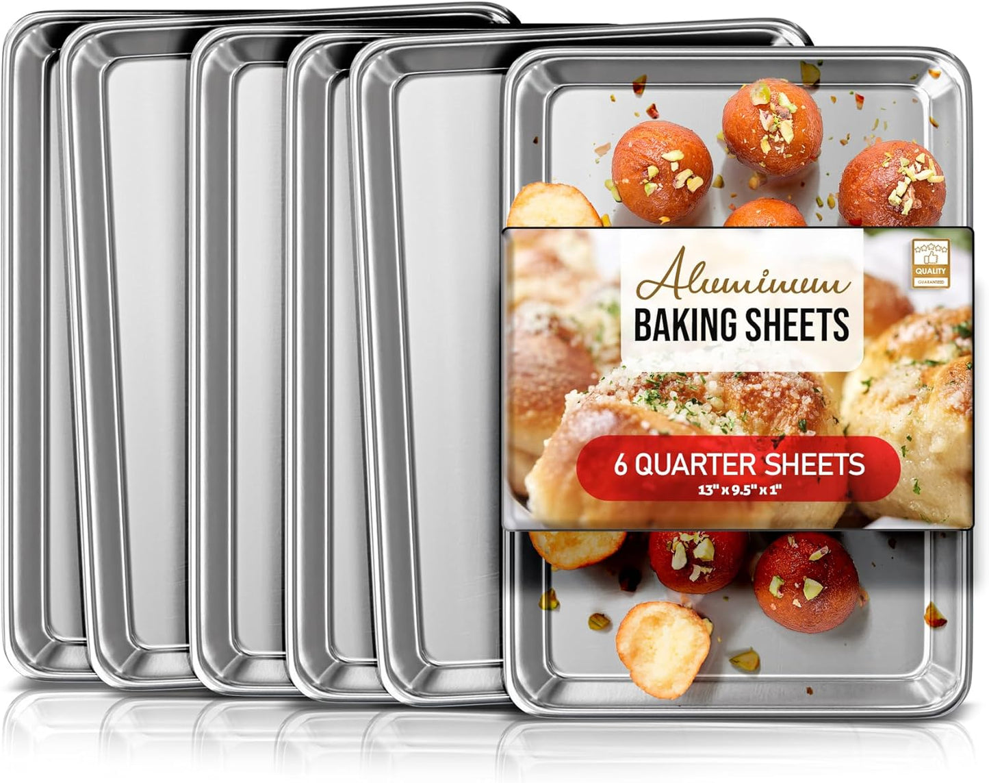 Eatex Aluminum Baking Sheet Set - Durable 6 Pack for Baking
