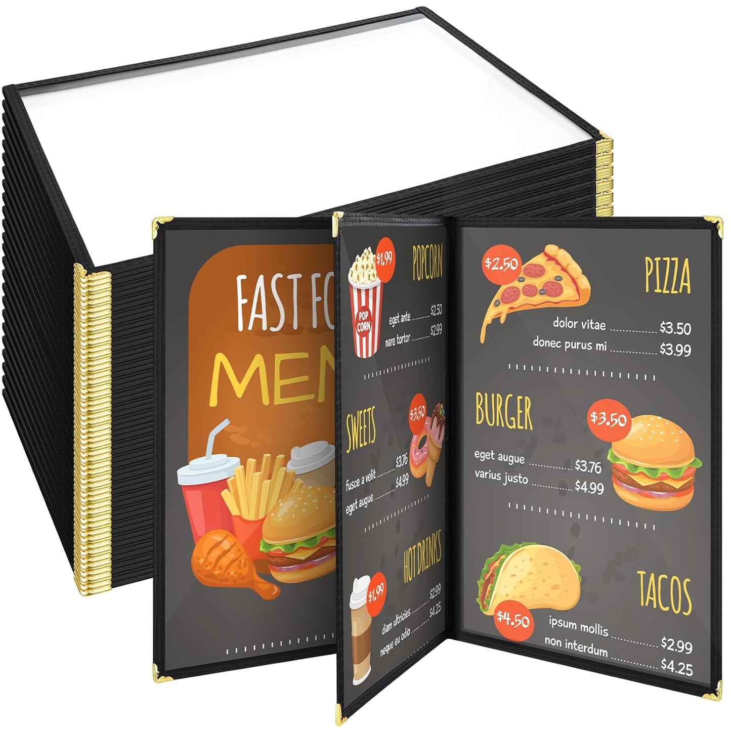 24 Pcs Restaurant Menu Covers for Cafe Bar Hotel 8.5 x 11 in