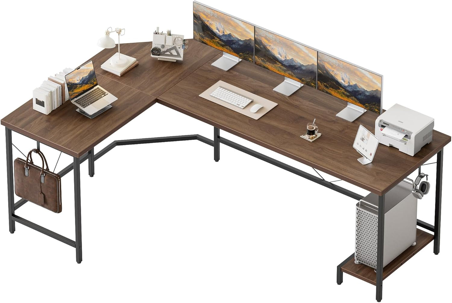 L Shaped Gaming Desk 66in - Perfect Corner Computer Workstation