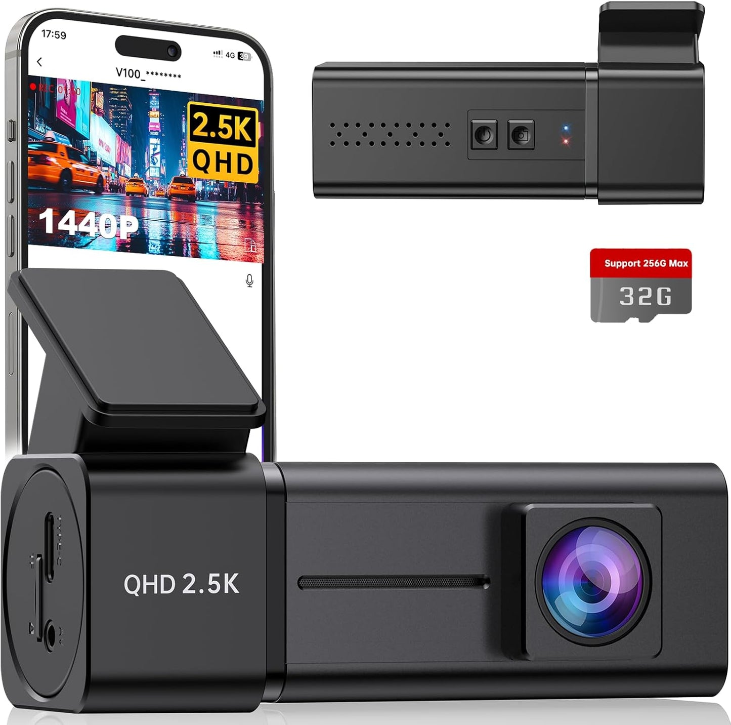 E-YEEGER 2.5K WiFi Dash Cam: Night Vision & Park Mode