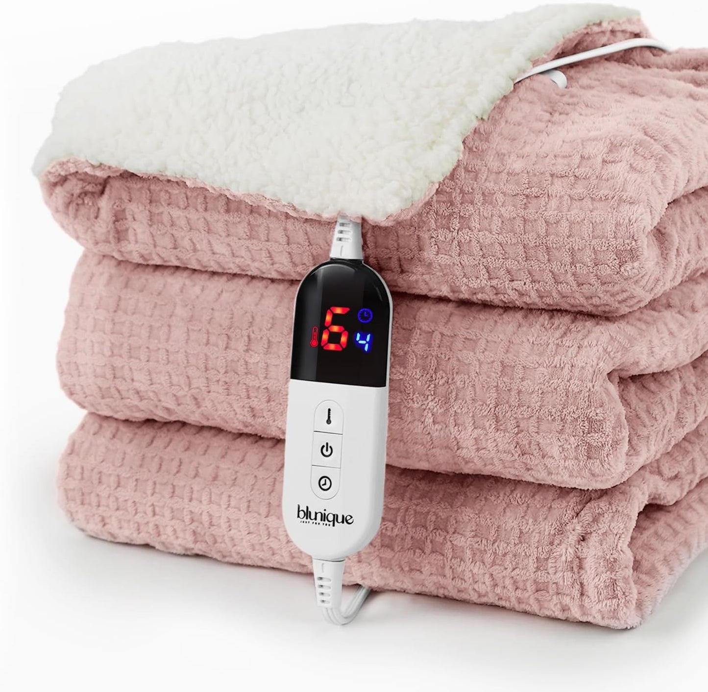 Heated Blanket Electric Throw Waffle - Cozy Comfort in Pink