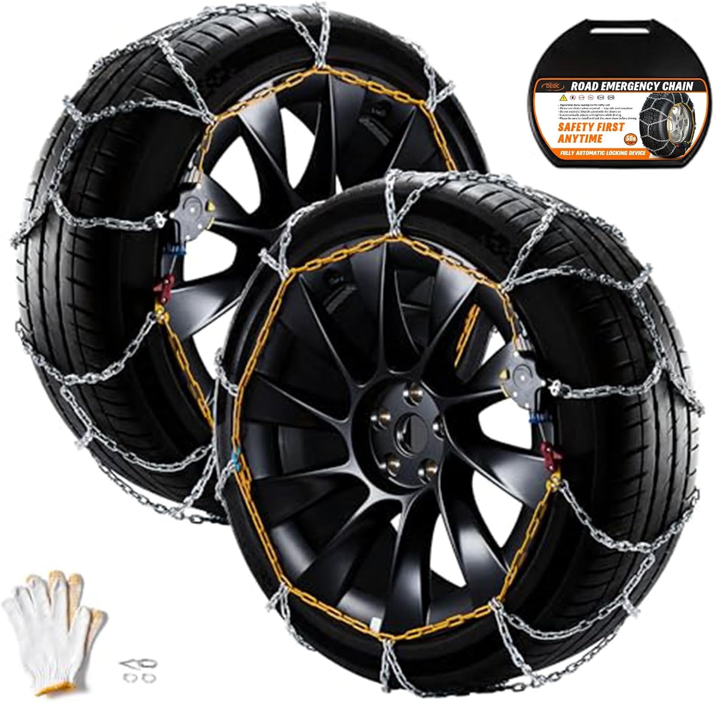 DEDC Snow Chains for SUV Tire Chains - Quick Fit for Tesla Model 3