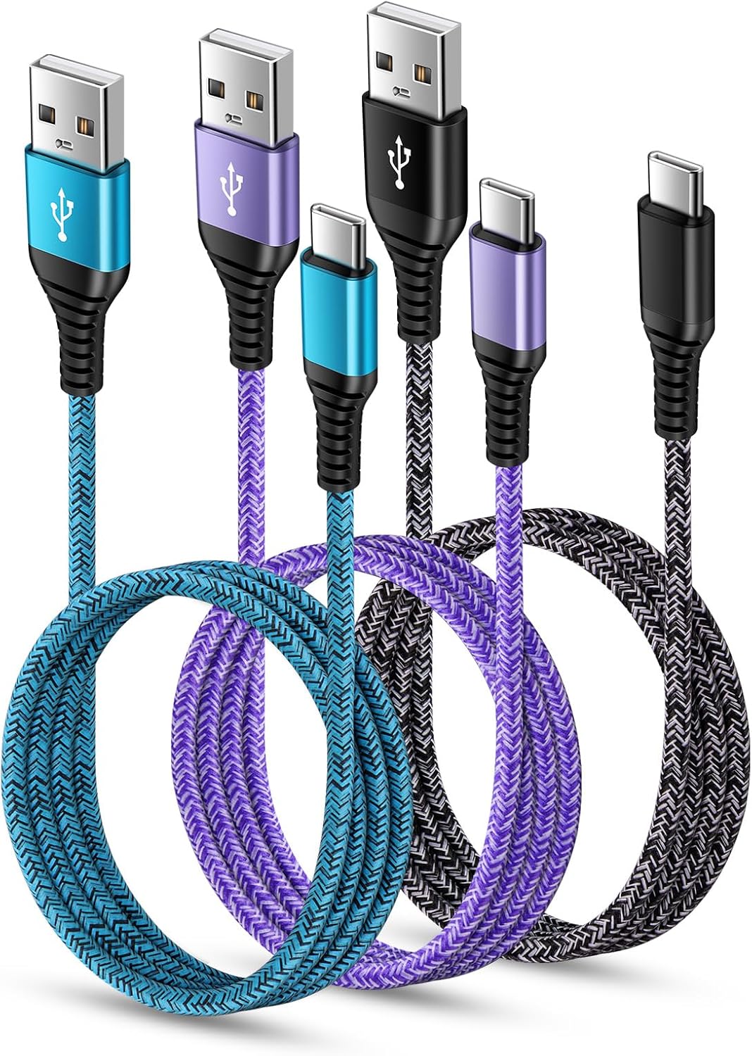 Fast Charge 6ft USB C Cable 3 Pack for iPhone & Android - ABCPOW