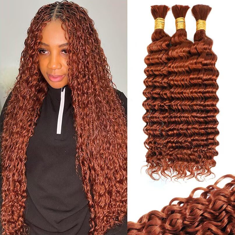 12A #350 Copper Ginger Human Braiding Hair for Boho Styles