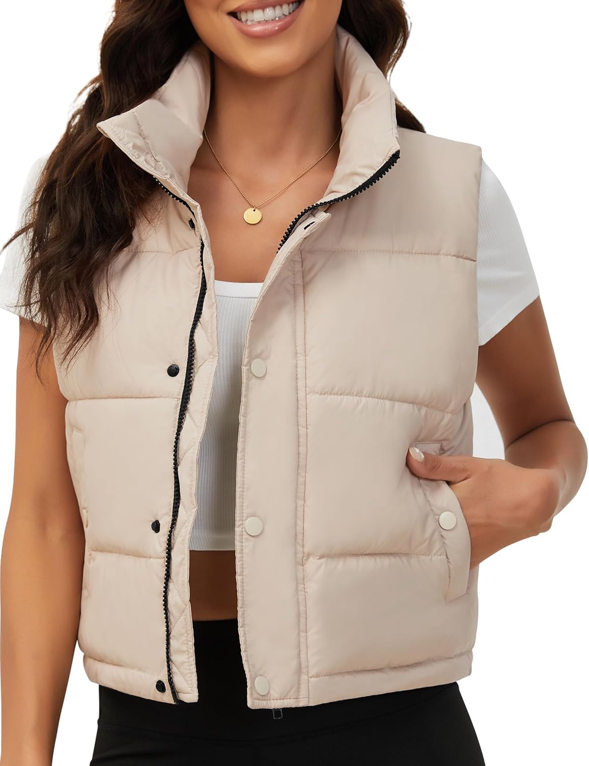 Fengbay Womens Puffer Vest: Trendy Lightweight Cropped Style