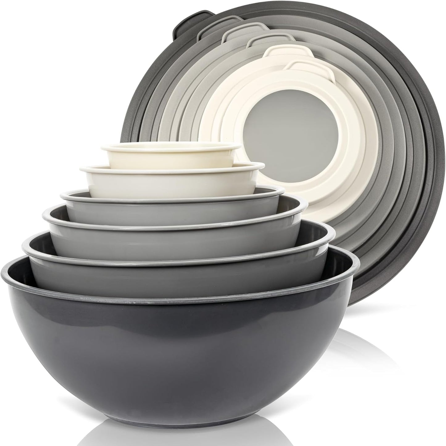 WHYSKO Mixing Bowl Set: 12 Piece Colorful Plastic Bowls