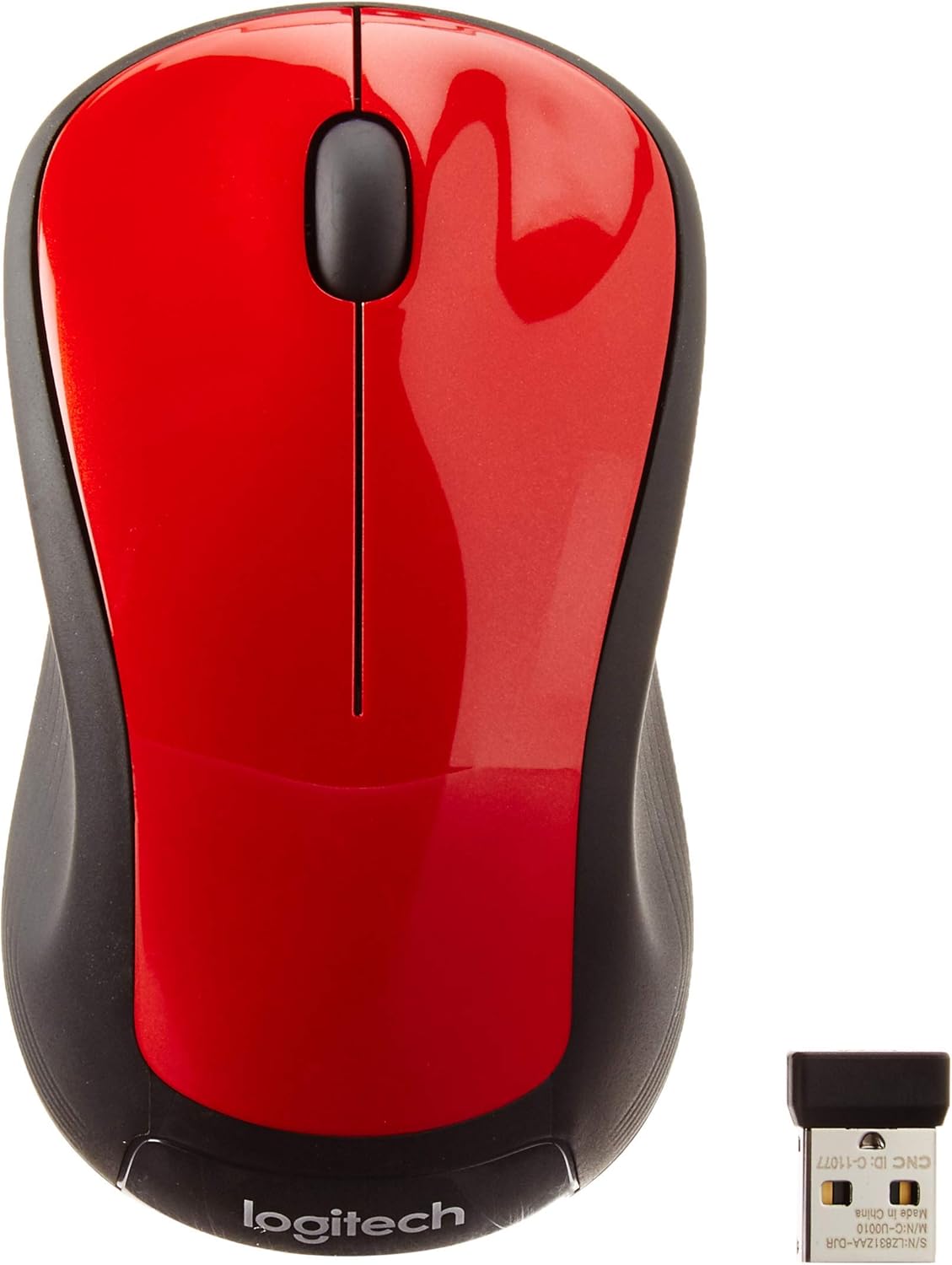 Renewed Logitech M310 Red Wireless Mouse - Full Size Precision