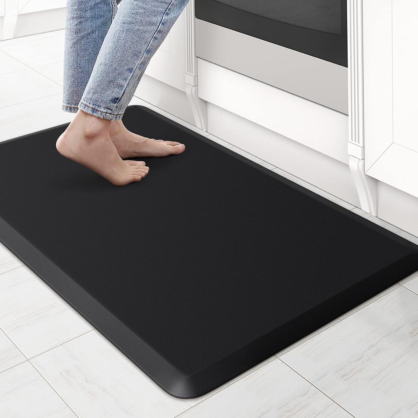 KitchenClouds Cushioned Anti-Fatigue Mat 17.3x28 - Comfort & Safety in Black
