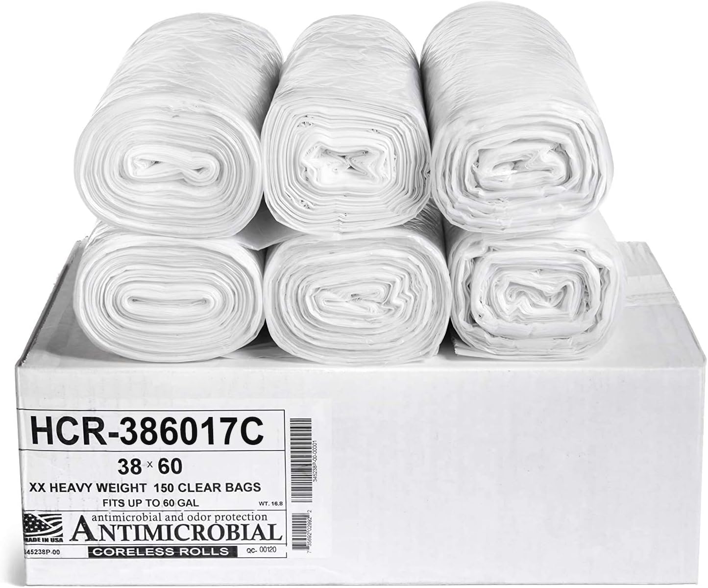 High Density Trash Bags 60 Gallon 150 Count for All Uses