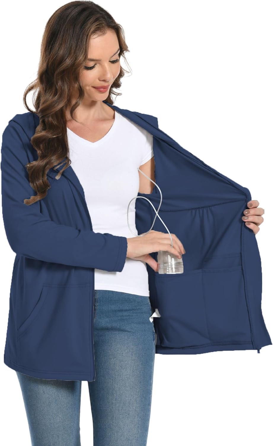 Women Post Mastectomy Hoodies Jacket with Drain Pockets