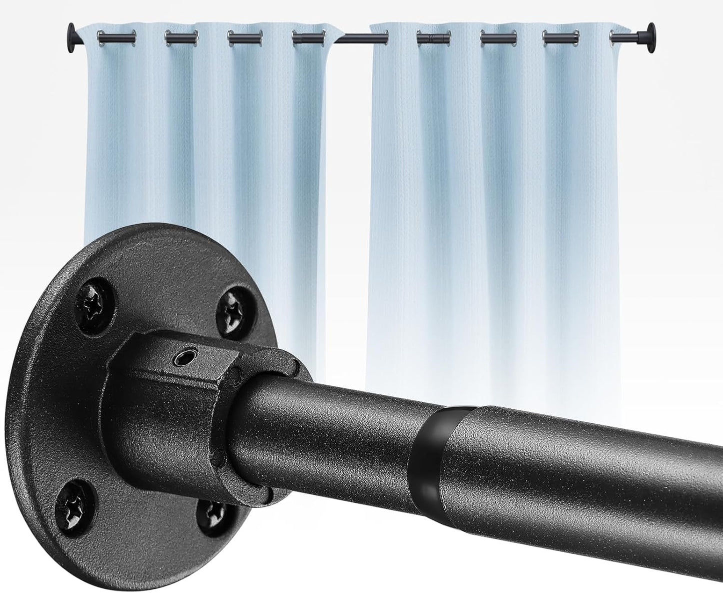 Adjustable Heavy Duty Matte Black Shower Rod - 29-77in