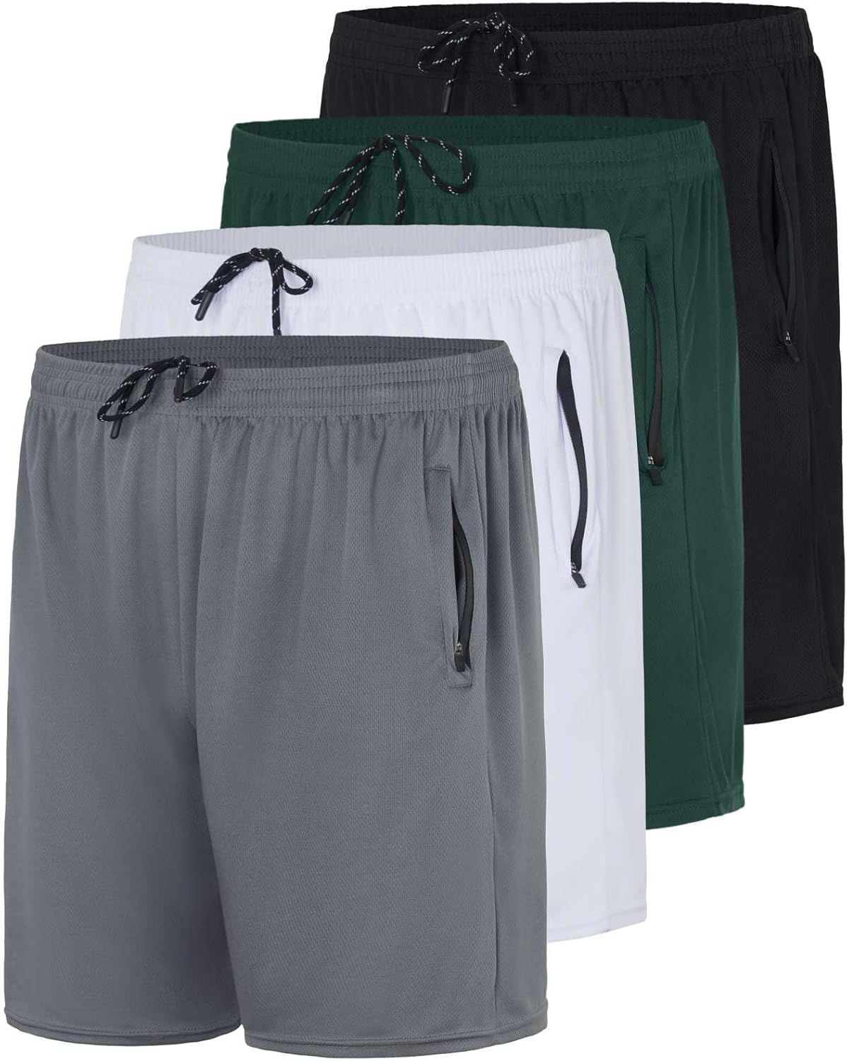 Men's Mesh Athletic Zipper Shorts for Workout and Running