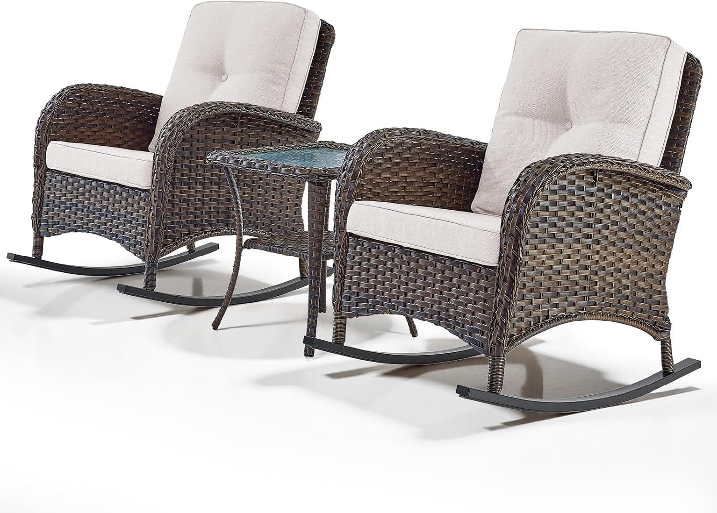 Belord Wicker Porch Rocking Chairs Set for Outdoor Relaxation