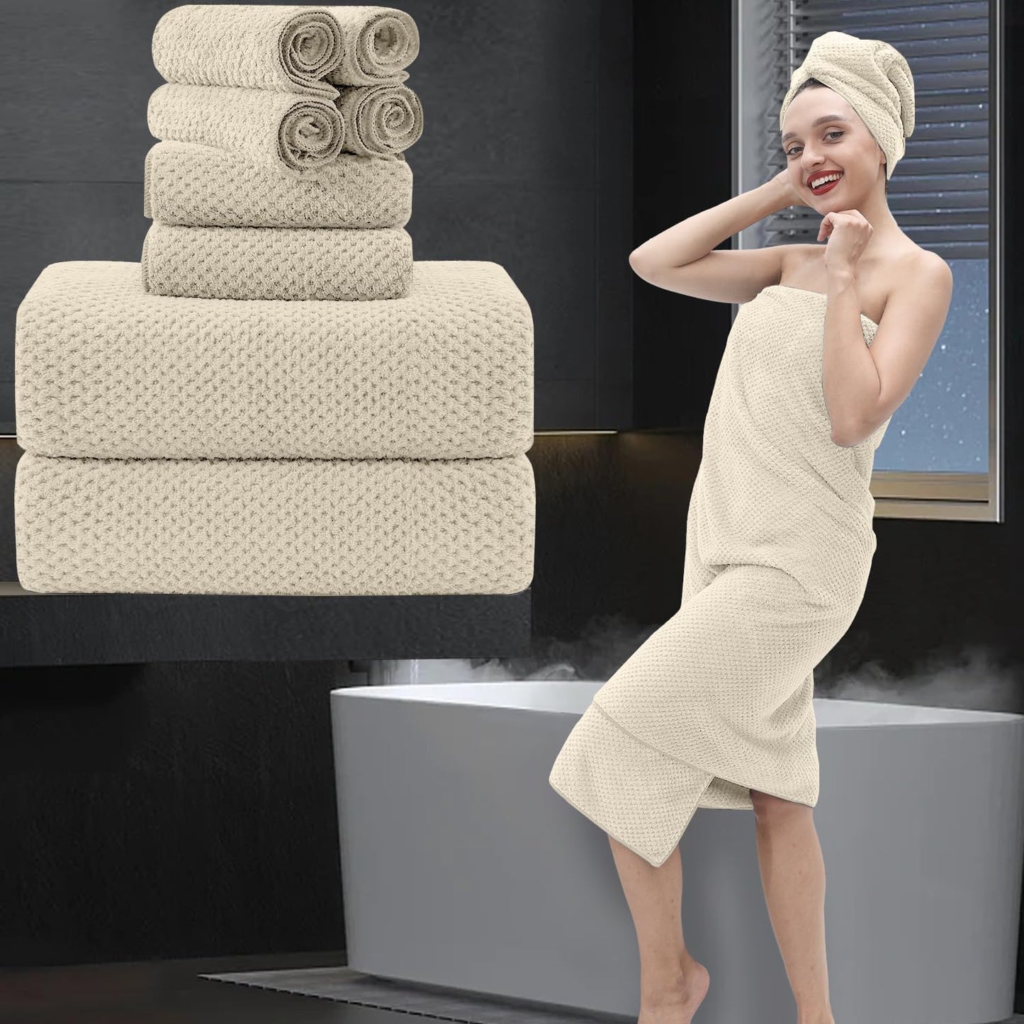 8 Piece Bathroom Towel Set for Luxurious Comfort and Absorbency